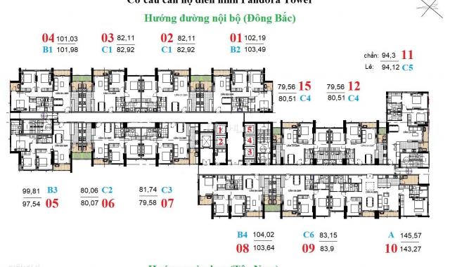 Cần bán CHCC Pandora Triều Khúc, căn góc 3 phòng ngủ, 102.3m2, giá 31 tr/m2 (3 ban công)