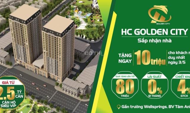 Chỉ 2,5 tỷ sở hữu căn hộ cao cấp HC Golden City 319 Bồ Đề, full nội thất hỗ trợ vay 0%