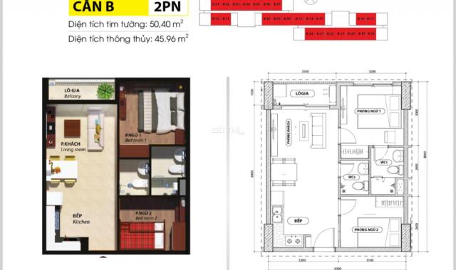 Chuyển nhượng CH 2PN 2WC 55.2m2 Bcons Suối Tiên hướng Tây Nam tầng thấp, 100% giá thật 0969797916