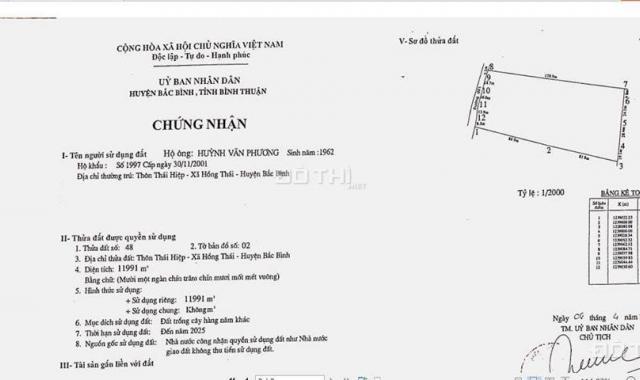 Bán lô đất trồng cây Bắc Bình gần 1,2ha chỉ 719,46tr sổ riêng sang tên ngay. LH 0938677909