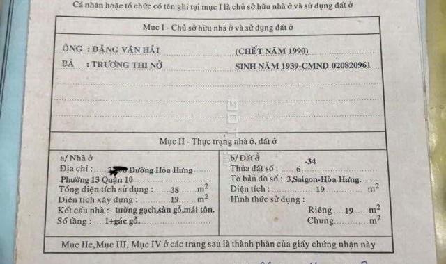 Chính chủ bán căn nhà hẻm 6m Cách Mạng tháng 8, P. 13, Q. 10