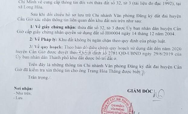 Cần bán rất gấp 9000m đất Cần Giờ mặt tiền Duyên Hải, giá rẻ 36 tỷ, 4tr/m2