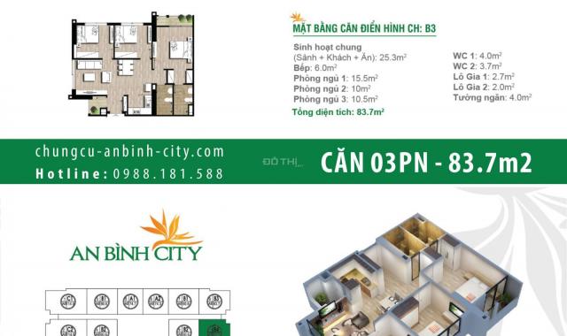 Gia đình cần bán căn hộ 3PN - An Bình City - giá rẻ - NT hoàn thiện - bao phí sang tên - sổ đỏ CC