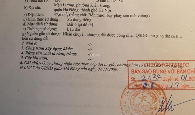 Bán nhanh nhà cấp 4 mặt ngõ Mậu Lương 47.6m2, nở hậu, giá 1,65 tỷ, LH: 0982693883