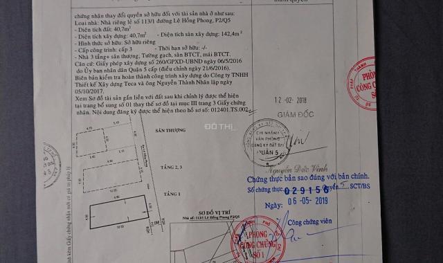 Bán nhà cực đẹp Quận 5, 4x10m = 40m2, HXH, 4 tầng Lê Hồng Phong, Phường 2, Quận 5