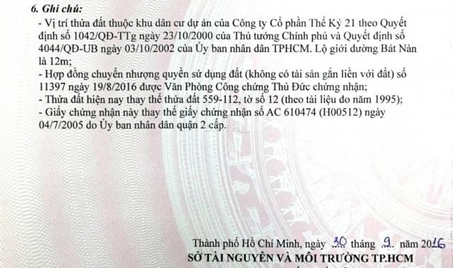 Bán đất Thạnh Mỹ Lợi, Thế Kỷ 21, đường Bát Nàn, gần khu hành chính nền B2 (204.2m2) 90 triệu/ m2