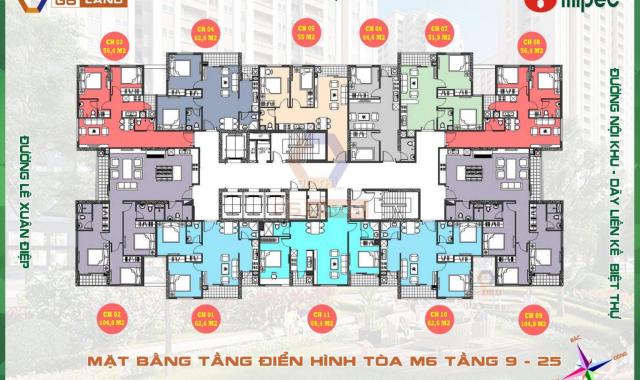 Cần bán Mipec City View, tầng 1204 toà M6 (104m2) 3PN, ban công ĐN, giá 15 tr/m2 - LH: 0949538588