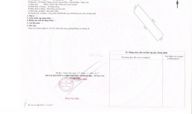 Bán đất thổ cư, sổ đỏ, mặt tiền đường 328 tại ấp Hồ Tràm, 500m2, giá 1 tỷ 850tr, LH 0902651012