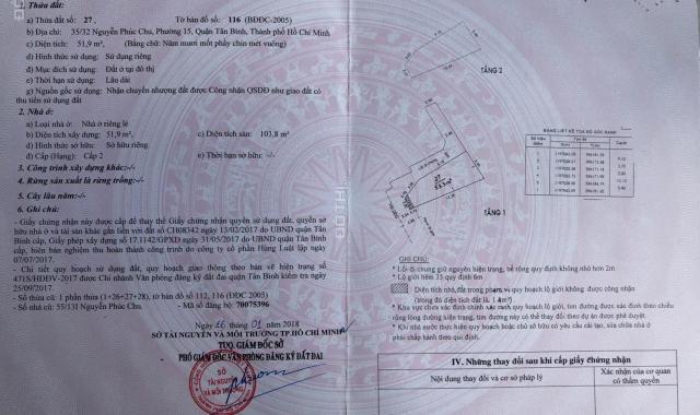Chính chủ cần bán gấp căn nhà đường Nguyễn Phúc Chu, Phường 15, quận Tân Bình giá cả thương lượng