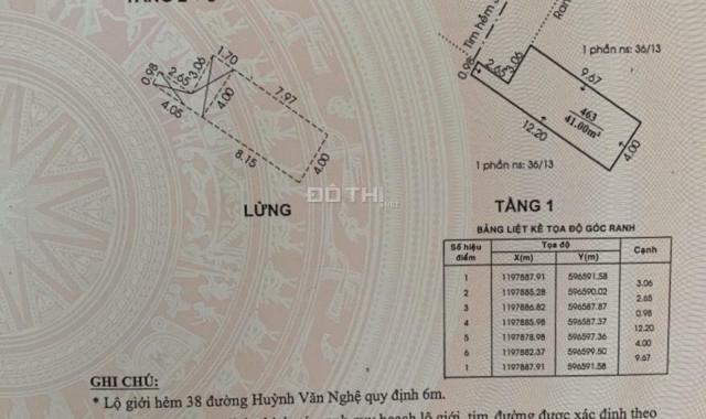 Cần bán căn nhà hẻm 1 đường Huỳnh Văn Nghệ, Tân Bình, HCM, giá tốt
