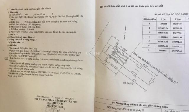 Cần bán gấp đất MT đường DC7, P. Sơn Kỳ, Tân Phú, DTCN 50m2, giá 4,6 tỷ bớt lộc, lh 0931552933