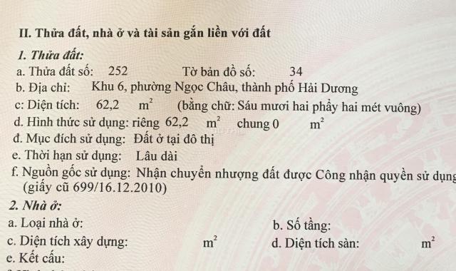 Bán 62m2 đất ngõ 3 Tống Duy Tân, giá 620 triệu