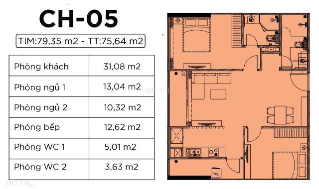 Ngoại giao căn 3 PN chung cư DLC Complex, giá 3,3 tỷ, full nội thất