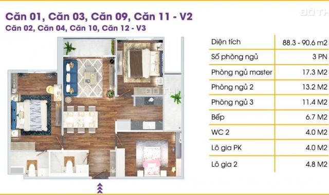 88m2 căn hộ 3 ngủ full đồ giá 2,1 tỷ được vay 0%, thanh toán chỉ 10%