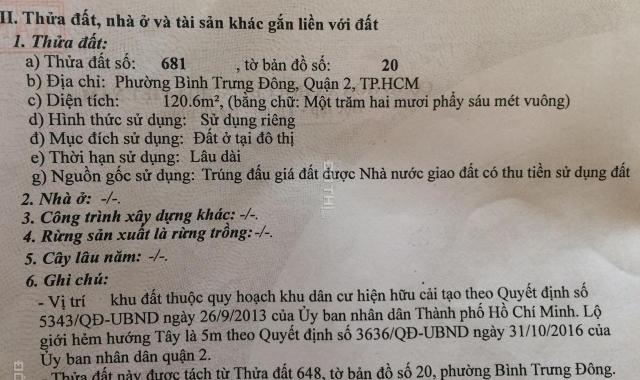 Bán 2 lô đất ngã ba Lê Văn Thịnh, Nguyễn Duy Trinh, P Bình Trưng Tây, Q2, 120m2, 108m2, giá 6 tỷ