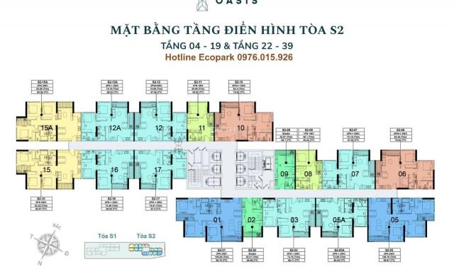 Căn 2 - 3 PN Sky Oasis từ 2.46 tỷ DT 68m2 - 97m2 - CK đến 19% - HTLS 0% - PKD CĐT 0918.11.4743