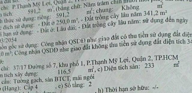 Bán nhà đất tại đường 7, Phường Thạnh Mỹ Lợi, Quận 2, Hồ Chí Minh, diện tích 591.2m2, giá 19 tỷ