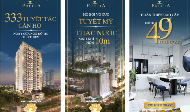 Căn hộ Precia Quận 2 - cửa ngõ Thủ Thiêm giá chỉ 49tr/m2 - Thanh toán 30% nhận nhà, 30 suất nội bộ