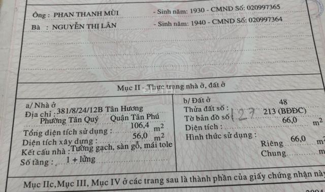 Nhà bán HXH Lê Thúc Hoạch, DT: 4x16.5m cấp 4, giá 4.85 tỷ Q. Tân Phú