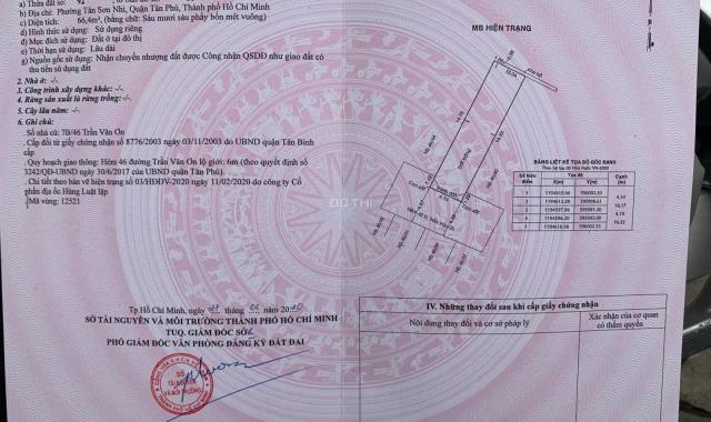 Bán nhà nát HXH Trần Văn Ơn, DT: 4x16m, giá 5.55 tỷ Q. Tân Phú