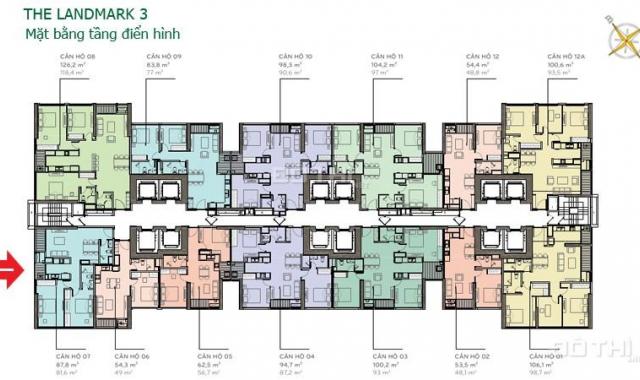 Cần bán căn hộ tầng thấp yên tĩnh Landmark 3 L3 - 07 87m2 2PN 2WC căn góc giá 5.7 tỷ thương lượng