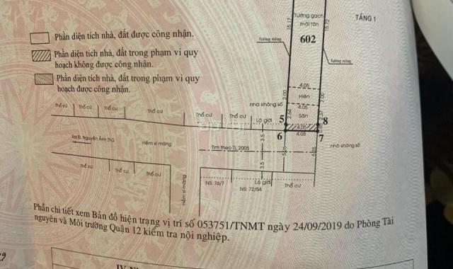 Bán đất 1 sẹc Hiệp Thành 23 đường Nguyễn Ảnh Thủ, Q12, 4mx21m, hẻm 6m, giá 3,25 tỷ