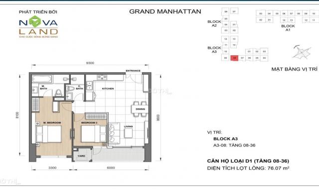 Cần bán căn hộ The Grand Manhattan 100 Cô Giang. Tầng 29, 2 phòng ngủ