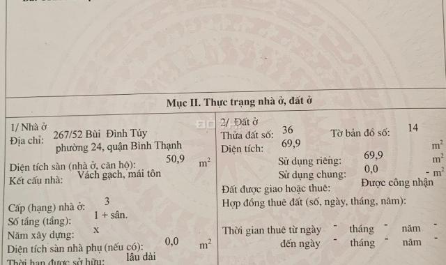 Cần tiền xoay xở việc kinh doanh nên cần bán lô đất Bùi Đình Túy, Phường 24, Bình Thạnh, 4.35x16.5m