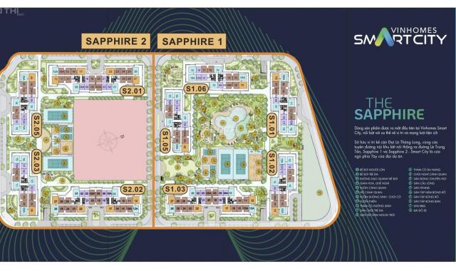 Bán gấp S2.012724 Sapphire 2 Smart City Đại Mỗ, Nam Từ Liêm, Hà Nội, diện tích 58.9m2, giá 1.85 tỷ