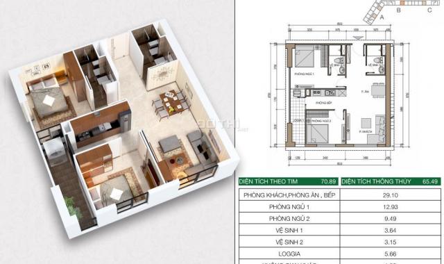 Bán cắt lỗ căn hộ 2 ngủ, S= 65 m2. Giá 1.2 tỷ, full đồ dự án HH2 Xuân Mai Complex Dương Nội