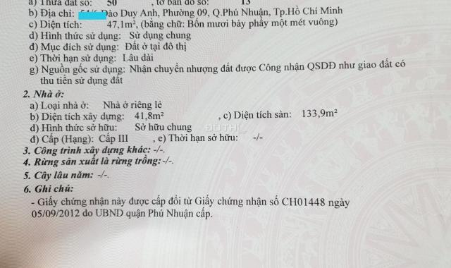 Bán nhà đường Đào Duy Anh, Quận Phú Nhuận, 48m2, DTSD: 133.9m2