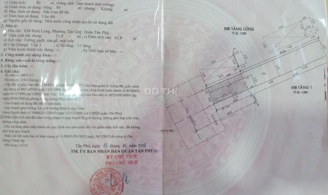 Bán nhà chính chủ mặt tiền Bình Long, DT: 4x28m cấp 4 giá 9 tỷ Q. Tân Phú
