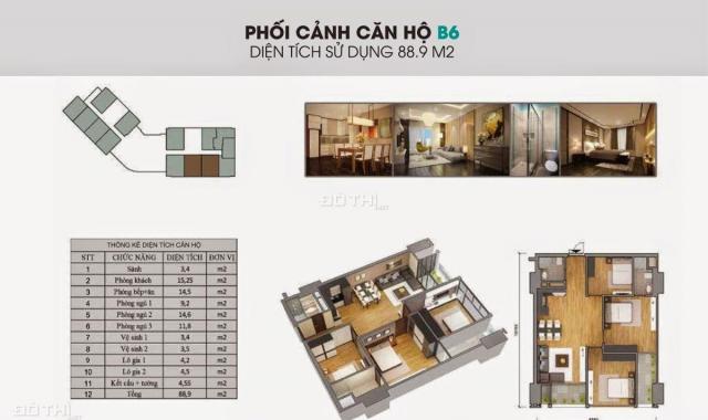 Gia đình cần bán gấp căn hộ 3PN, 89.2m2  tại chung cư Garden Hill 99 Trần Bình