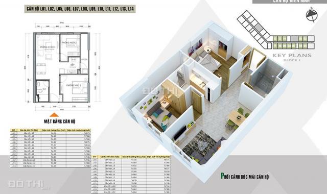 Bán căn 2PN + 1WC 55m2 tòa L Xuân Mai Complex giá 1 tỷ. LH - 0982 511 503