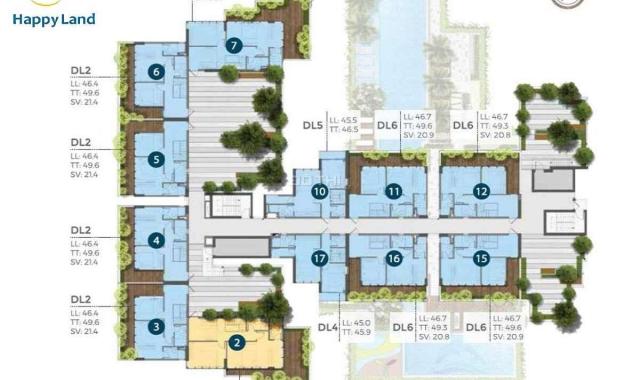 Bán căn hộ tầng thấp 2PN dự án Precia Quận 2, giá gốc, chiết khấu 2%