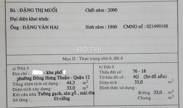 Bán gấp nhà 3x11m HXH 1/ Nguyễn Văn Quá, Q12, rẻ 2,2 tỷ