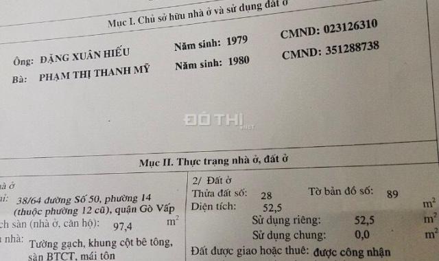 Bán nhà hẻm 6m rẻ nhất Phạm Văn Chiêu, dt 4x13m. Giá chỉ 4 tỷ VND