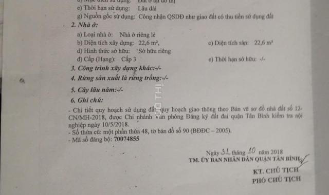 Chính chủ kẹt tiền bán nhà hàng hiếm quận Tân Bình, LH 0922271555