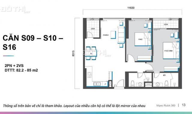 Căn hộ 2PN tầng đẹp dự án Mipec Rubik 360