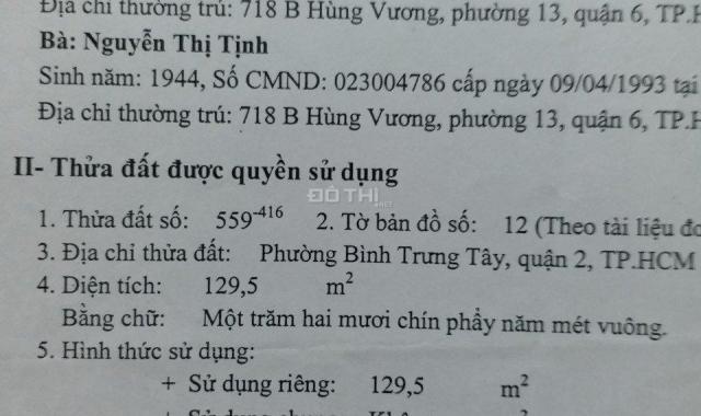 Bán đất Thế Kỷ 21, Bình Trưng Tây, 129m2 gần chung cư đảo kim cương nền G1, giá bán 130 triệu/m2