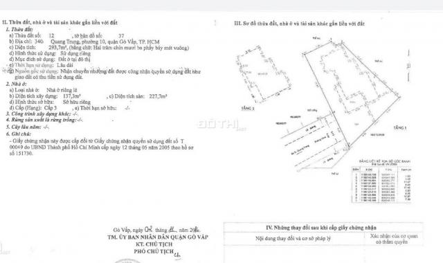 Nhà hẻm 340/ Quang Trung, phường 10, Gò Vấp, 294 m2, giá 20 tỷ thương lượng