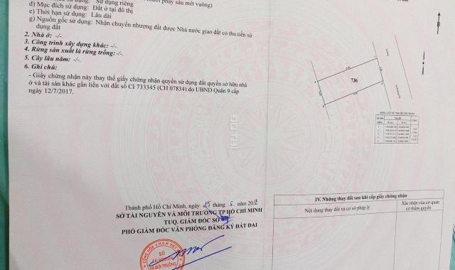 Tôi cần bán lô đất đường 970, phường Phú Hữu, Q9, 80,6m2 ngang 5,2m giá: 3,8 tỷ, TL LH: 0988582611