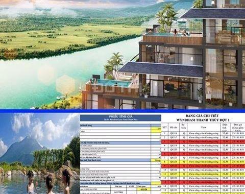 Bán 02 suất ngoại giao căn góc căn hộ khoáng nóng 5*, full nội thất Wyndham Thanh Thủy rẻ hơn giá