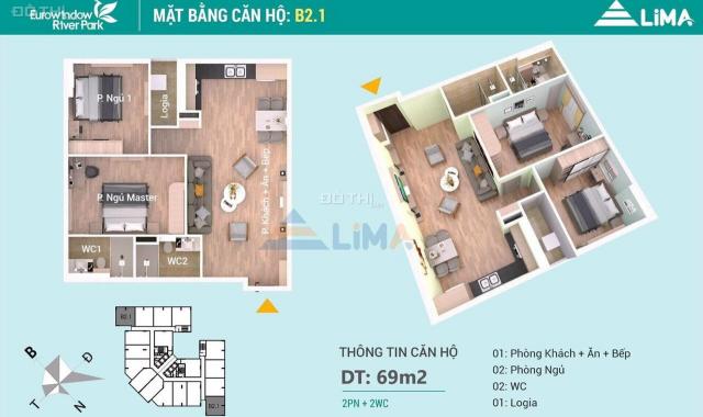 Bán căn hộ chung cư tại dự án Eurowindow River Park, Đông Anh, Hà Nội diện tích 69m2 giá 1.3 tỷ