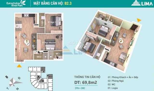 Bán căn hộ chung cư tại dự án Eurowindow River Park, Đông Anh, Hà Nội diện tích 69m2 giá 1.3 tỷ