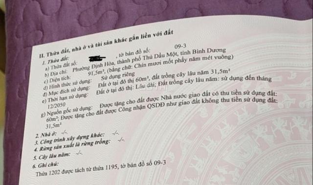 Bán đất tại Phường Định Hòa, Thủ Dầu Một, Bình Dương diện tích 90m2, giá 1.57 tỷ