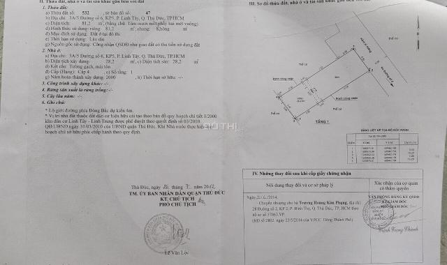 Bán nhà gấp, địa chỉ đường Số 6, Phường Linh Tây, Thủ Đức, Tp. HCM