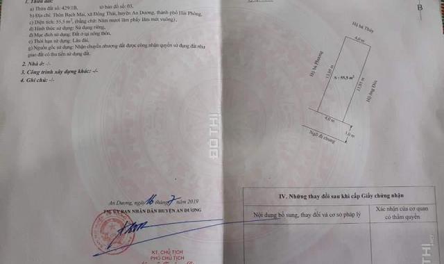 Chính chủ nhờ bán 55,5m2 đất ở đối diện ủy ban xã Đồng Thái