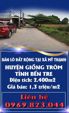 Bán lô đất rộng tại Xã Mỹ Thạnh, Huyện Giồng Trôm, Tỉnh Bến Tre