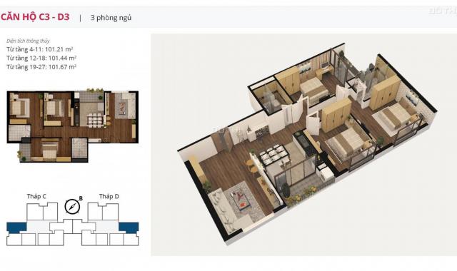 CC bán gấp căn hộ D3 dự án Việt Đức Complex - Thanh Xuân, DT 101m2, căn góc, 3pn, full, giá 33tr/m2